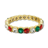 Christmas Round Stone Stretch Tennis Bracelet – Gold/Christmas Color · CB2429RGC_MUS _DSC8751
