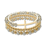 Cross Multi Strand Beaded Stretch Bracelet Set – Gold/Black Diamond · BD10200BD-GRY _DSC8759