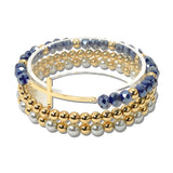 Cross Multi Strand Beaded Stretch Bracelet Set – Gold/Navy · BD10200MNT-GRY _DSC8764