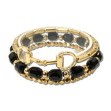 Faceted Bead Heritage Link Stretch Bracelet Set – Gold/Black · BD10198GD-BK _DSC8768