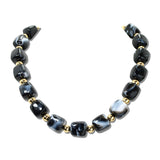 Chunky Barrel Bead And Metallic Sphere Strand Necklace – Gold/Black · ND10539GD-BK _DSC8769