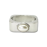 Oval Pearl Square Hinged Bangle Bracelet – Silver/White · BC-0508-3WH_RZ _DSC8788