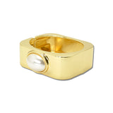 Oval Pearl Square Hinged Bangle Bracelet – Gold/Cream · BC-0508-2CR_RZ _DSC8789