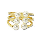 Triple Row Pearl Hinged Cuff Bracelet – Gold/Cream · BC-0512-2CR_RZ _DSC8793
