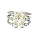 Triple Row Pearl Hinged Cuff Bracelet – Silver/White · BC-0512-3WH_RZ _DSC8795