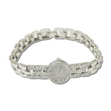 Rhinestone Watch Face Link Bracelet – Silver/Clear · BZ-0084-3C_RZ _DSC8800
