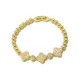 Pave CZ Clover Station Ball Chain Bracelet – Gold/Clear · FJ-0282-2C_RZ _DSC8809