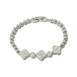 Pave CZ Clover Station Ball Chain Bracelet – Silver/Clear · FJ-0282-3C_RZ _DSC8810