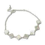 Mother Of Pearl Clover Station Chain Bracelet – Silver/Clear · FJ-0281-3C_RZ _DSC8811
