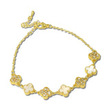 Mother Of Pearl Clover Station Chain Bracelet – Gold/Clear · FJ-0281-2C_RZ _DSC8812