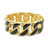 Enamel Curb Chain Link Bangle – Gold/Black · BG5605-BK_IM _DSC8834