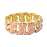 Enamel Curb Chain Link Bangle – Gold/Pink · BG5605-PK_IM _DSC8835