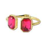 Emerald Cut Rhinestone Hinged Bangle Bracelet – Gold/Fuchsia · BG5723-GDFU_IM _DSC8845
