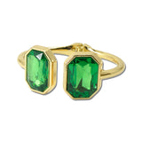 Emerald Cut Rhinestone Hinged Bangle Bracelet – Gold/Green · BG5723-GDGR_IM _DSC8846
