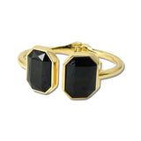 Emerald Cut Rhinestone Hinged Bangle Bracelet – Gold/Black · BG5723-GDBK_IM _DSC8848