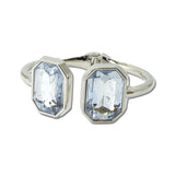 Emerald Cut Rhinestone Hinged Bangle Bracelet – Silver/Clear · BG5723-SVCL_IM _DSC8849