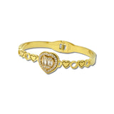 CZ Heart Stainless Steel Bangle Bracelet – Gold · BS827-GD_IM _DSC8862