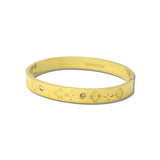 Engraved Clover Rhinestone Bangle Bracelet – Gold · BS942-GD_IM _DSC8868