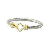 14K Gold Plated Twisted Cable Clover Cuff Bracelet – Two Tone · BC726-2T_IM _DSC8875