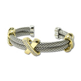 14K Gold Plated Twisted Cable X Station Cuff Bracelet – Two Tone · BC7088-2T_IM _DSC8878