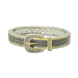 14K Gold Plated Rhinestone Buckle Hinged Bangle Bracelet – Two Tone · BC7098-2T_IM _DSC8880