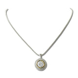 14K Gold Plated Two Tone Pave CZ Round Pendant Necklace – Two Tone · NK4887-2T_IM _DSC8942