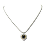 14K Gold Plated Heart CZ Halo Pendant Necklace – Two Tone/Black · NK4881-BK_IM _DSC8956