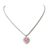 14K Gold Plated Heart CZ Halo Pendant Necklace – Two Tone/Pink · NK4881-PK_IM _DSC8959