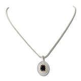 14K Gold Plated Oval CZ Two Tone Pendant Necklace – Two Tone/Black · NK4886-BK_IM _DSC8960