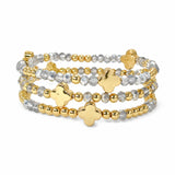 114484, MULTI LAYERED CLOVER BEAD STRETCH BRACELET SET