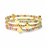 114484, MULTI LAYERED CLOVER BEAD STRETCH BRACELET SET