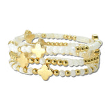 Multi Layered Clover Bead Stretch Bracelet Set – Gold/White · CB2383WHT_MUS _DSC8980