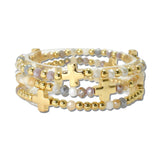 Cross Station Beaded Stretch Bracelet Set – Gold/Multi 7 · CB2382MLT7_MUS _DSC8981