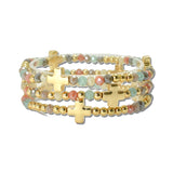 Cross Station Beaded Stretch Bracelet Set – Gold/Multi 19 · CB2382MLT19_MUS _DSC8984