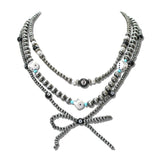 Western Bow Layered Navajo Beaded Necklace – Silver Burnished/Multi · SN0500MUL_SW _DSC9004