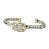 14K Gold Plated Pave CZ Woven Cable Cuff Bracelet – Two Tone/Clear · 2283B_MX _DSC9015