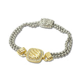 14K Gold Plated Cushion Station Double Chain Magnetic Bracelet – Two Tone · 1188B_MX _DSC9017