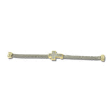 14K Gold Pave CZ Cross Mesh Magnetic Bracelet – Two Tone/Clear · 2224B_MX _DSC9020