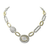 14K Gold Plated Pave Oval Station Two Tone Link Necklace – Two Tone/Clear · 2273_MX _DSC9030