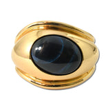 Oval Resin Cabochon Bangle Bracelet – Gold/Navy · JB10511GNV_JK _DSC9049