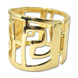 Wide Geometric Cutout Hinged Bangle Bracelet – Gold · JB10516G_JK _DSC9062
