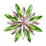 Sorority Marquise Cut Rainbow Crystal Flower Brooch – Gold/Pink Green · JP10021PKLM _DSC9097