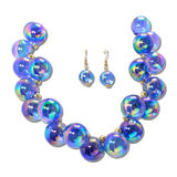 Chunky Bubble Gumball Bead Statement Necklace – Gold/Royal Blue · JN20060GRB _DSC9099