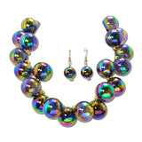 Chunky Bubble Gumball Bead Statement Necklace – Gold/Black · JN20060GBK _DSC9101