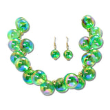 Chunky Bubble Gumball Bead Statement Necklace – Gold/Green AB · JN20060GGR _DSC9104
