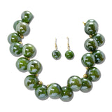 Chunky Bubble Gumball Bead Statement Necklace – Gold/Olive Green · JN20060GOV _DSC9107