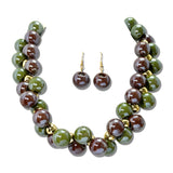 Chunky Acrylic Cluster Statement Necklace – Gold/Brown Olive Green · JN20070BROV_JK _DSC9111