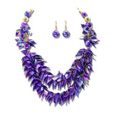 Iridescent Acrylic Leaf Charm Cluster Necklace Set – Gold/Purple · JN11603GPU_JK _DSC9117