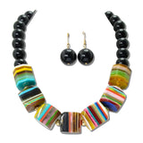 Chunky Striped Cube Bead Necklace Set – Gold/Multi · JN11601G_JK _DSC9121