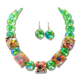 Chunky Confetti Cube Beaded Necklace Set – Gold/Green · JN11591GGR_JK _DSC9122